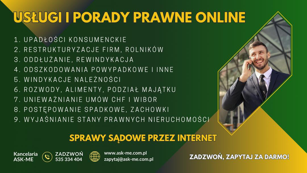 Zdjęcie na okładce dla Kancelaria prawna ASK-ME Siedlce. Zadzwoń zapytaj za darmo! Upadłość Restrukturyzacja Odszkodowania Rozwód Alimenty inne